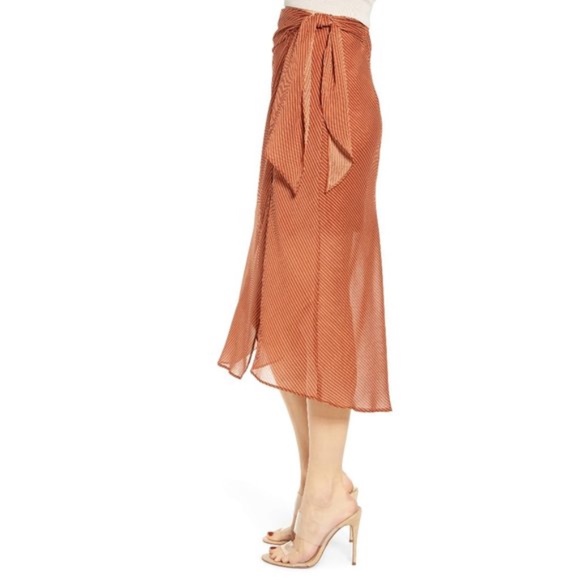 J.O.A. Striped High/Low Midi Skirt - Picture 1 of 10